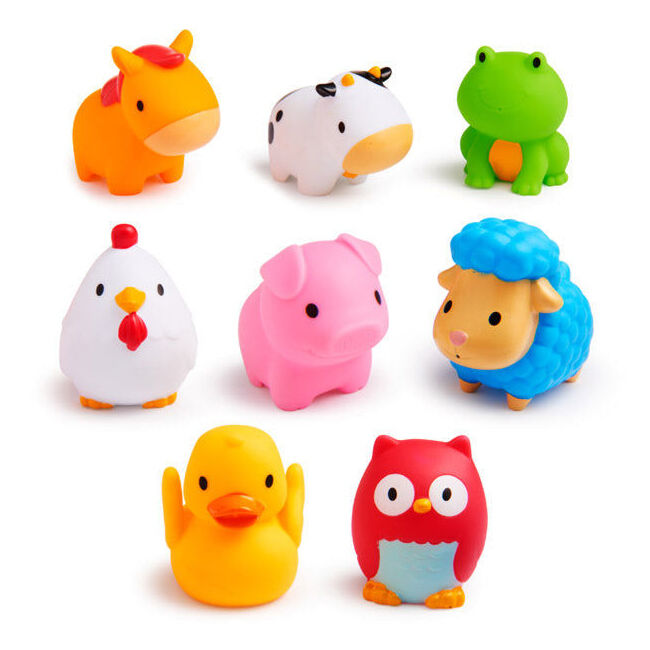 8pc Munchkin Barnyard Farm Friends Bathtime Toy Squirters 9M+
