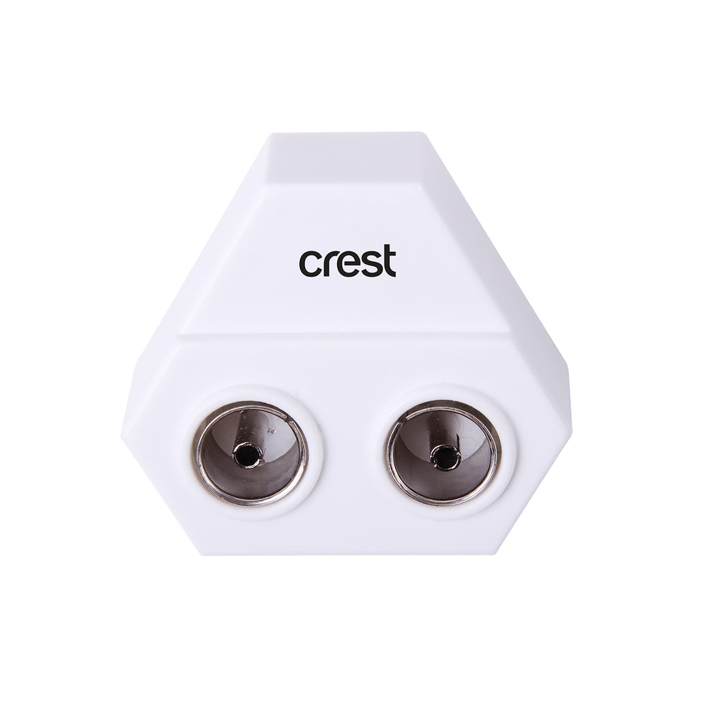 2PK Crest Right Angle Television Antenna Splitter Adapter - White