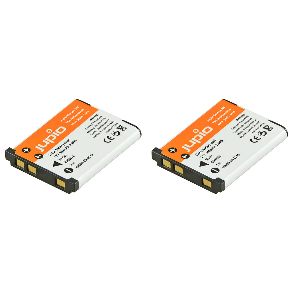 2PK Jupio Li-Ion 3.7V 650mAh Rechargeable Battery For Nikon EN-EL10 Camera