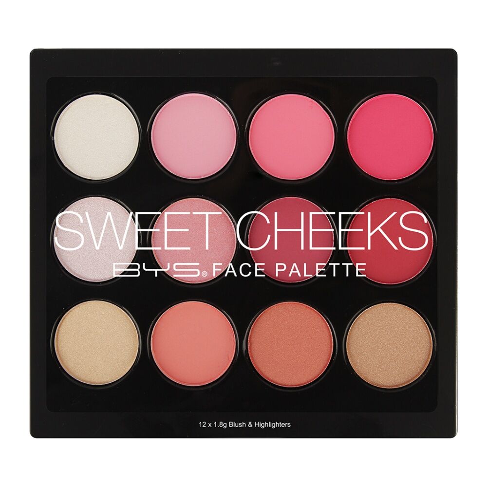 BYS Sweet Cheeks Face Palette Makeup 12 Shades 1.8g