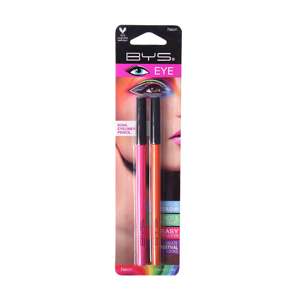 3x 2pc BYS Neon Eyeliner Pencil Duo Pink/Orange 1.2g