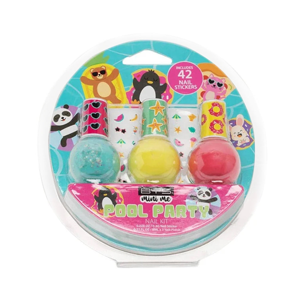6pc BYS Mini Me Kids Nail Polish & Sticker Kit Pool Party