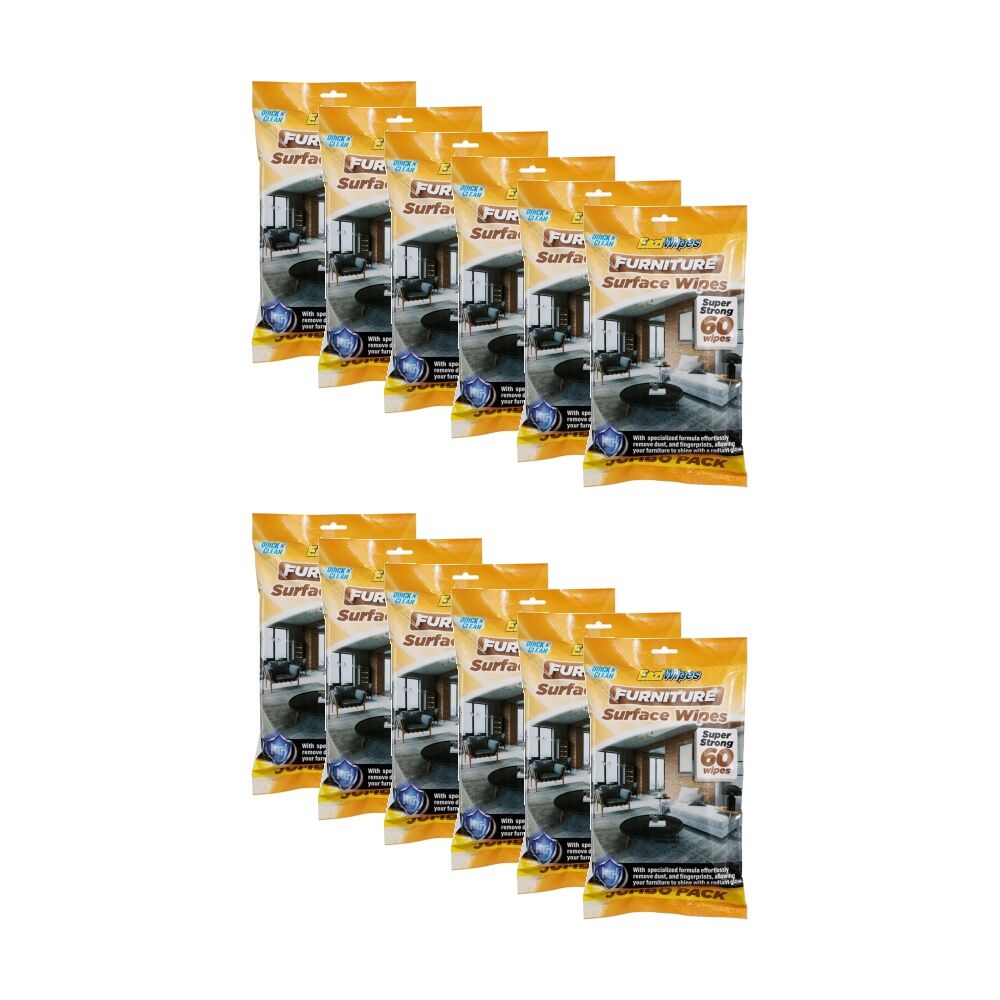 12x 60PK EaziWipes Furniture Surface Cleaning Wipes Dust & Marking Removal