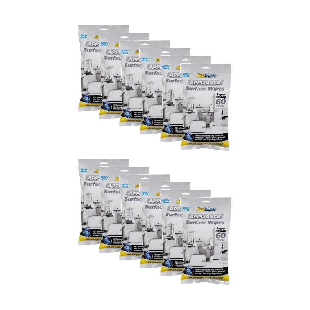 12x 60PK EaziWipes Appliance Surface Cleaning Wipes Grease Grime Removal