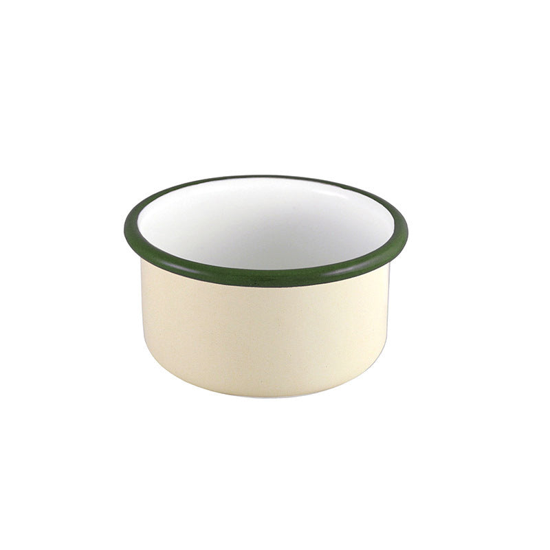 4x Urban Style Enamelware 8x4cm Ramekin w/ Green Rim - Cottage