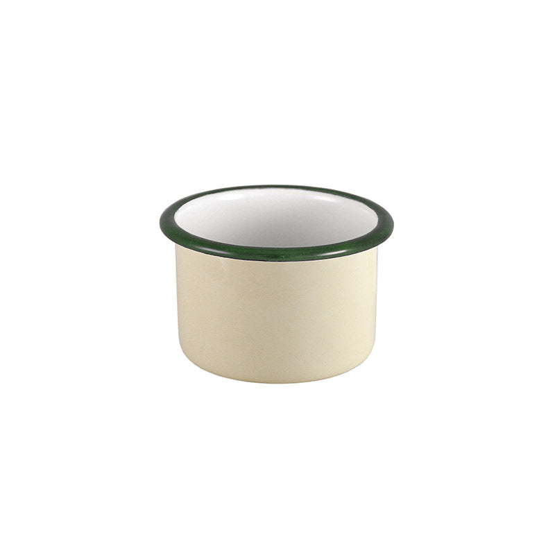 4x Urban Style Enamelware 7x4.5cm Ramekin w/ Green Rim - Cottage