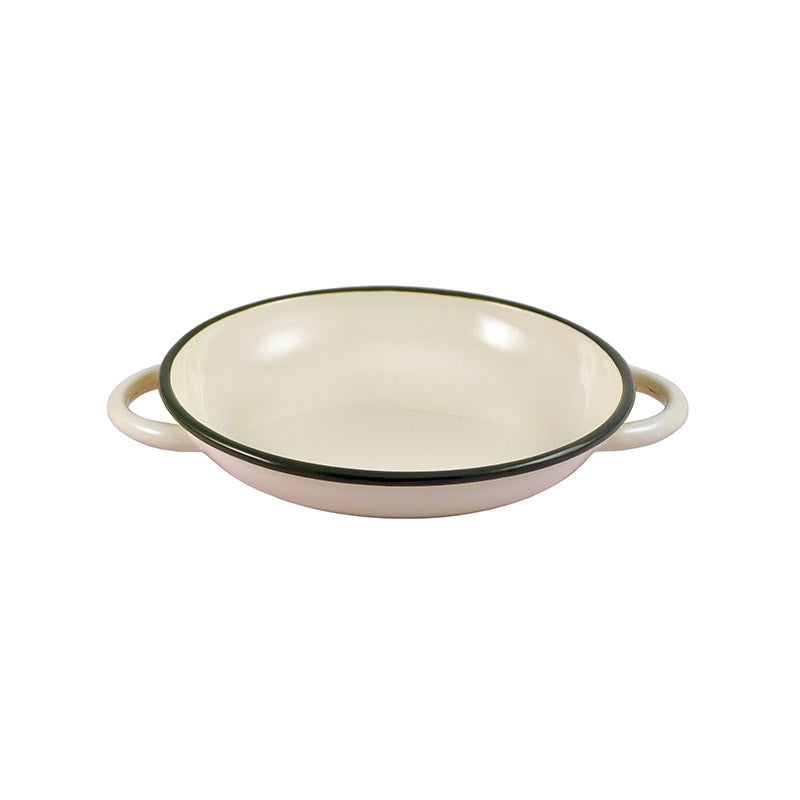 2x Urban Style Enamelware 24cm Ragout Plate w/ Green Rim - Cottage