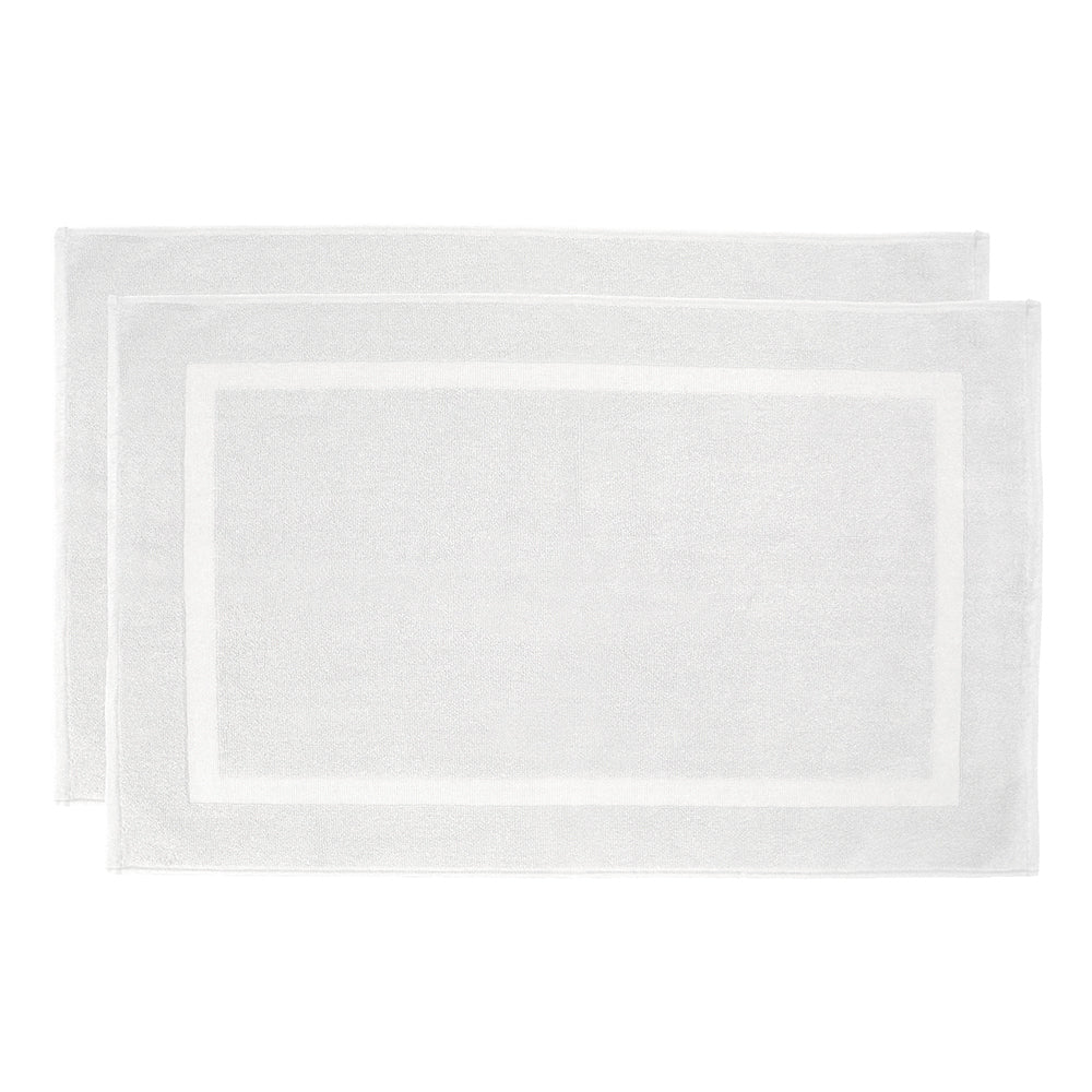 2pc Bambury Ultra soft Chateau Bath Mat 50x75cm White Cotton Woven