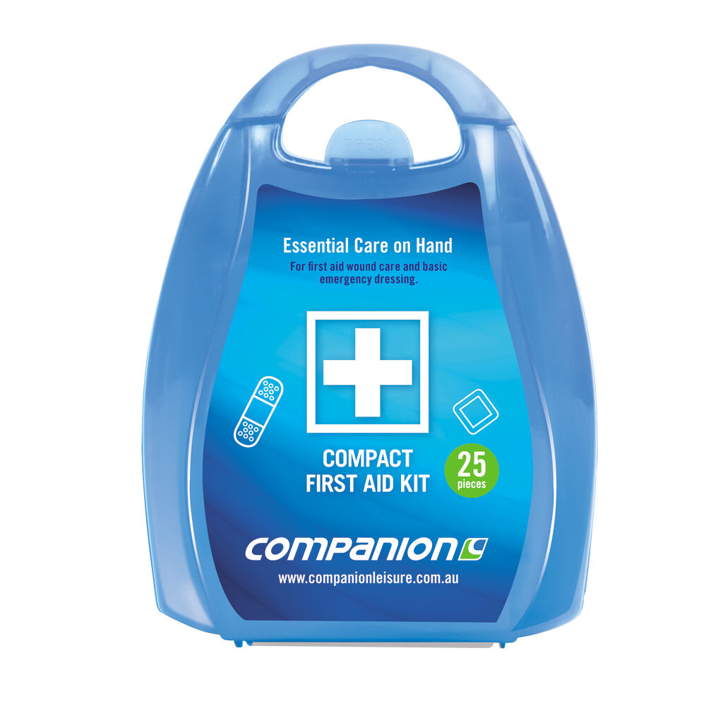 4x 25pc Companion Portable Compact First Aid Kit 13x13cm - Blue