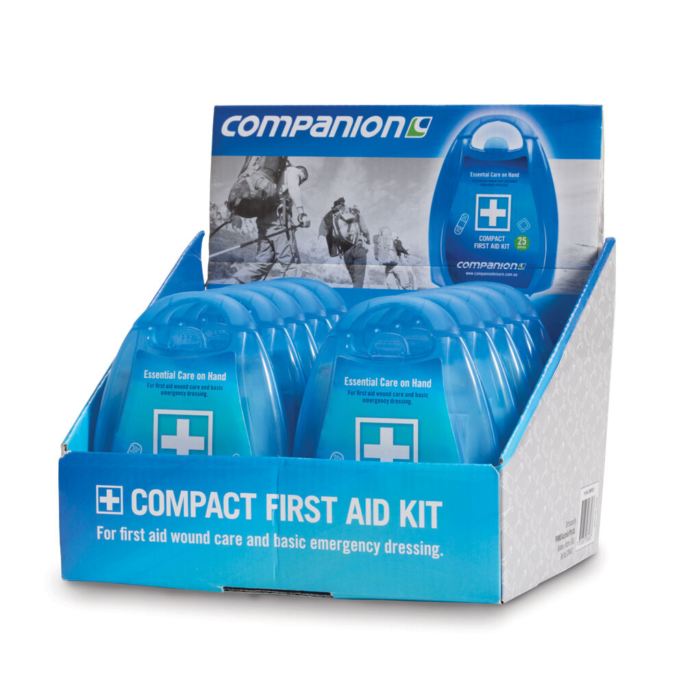 4x 25pc Companion Portable Compact First Aid Kit 13x13cm - Blue