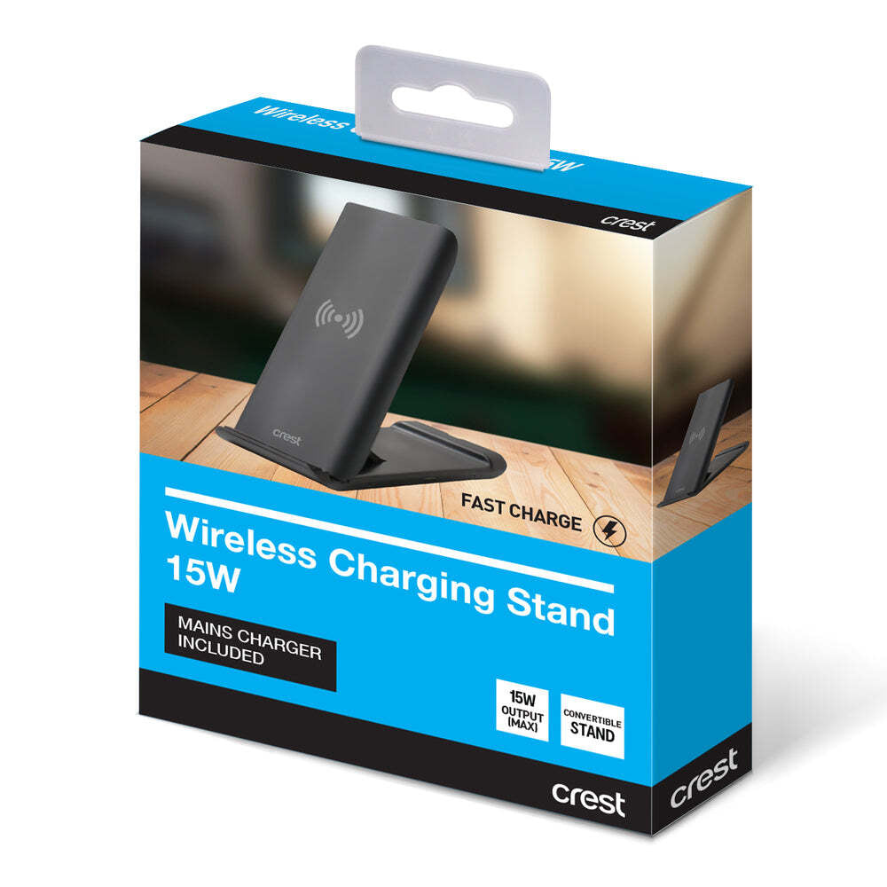 Crest 15w Wireless Qi Charging Stand w/ Quick Charge 3.0A Wall Charger