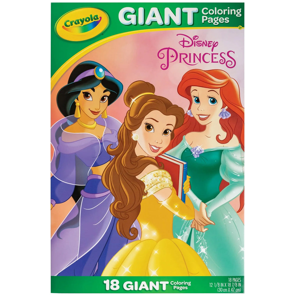4PK Crayola Giant 18pg Disney Princess Colouring Pages Foldalope 3y+