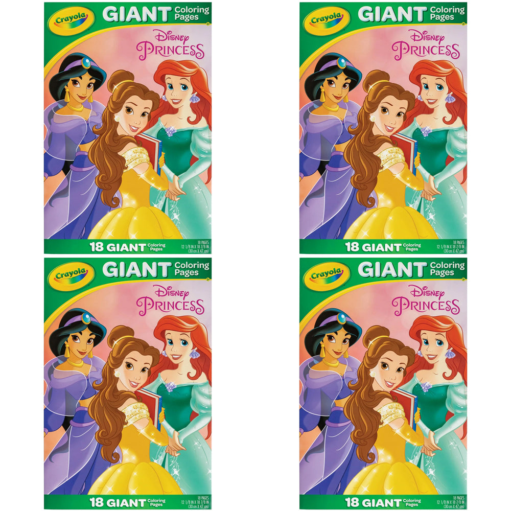 4PK Crayola Giant 18pg Disney Princess Colouring Pages Foldalope 3y+