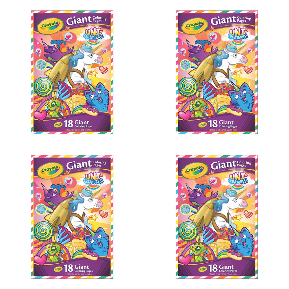 4PK Crayola Giant 18pg Colouring Pages Foldalope Uni Creatures 3y+