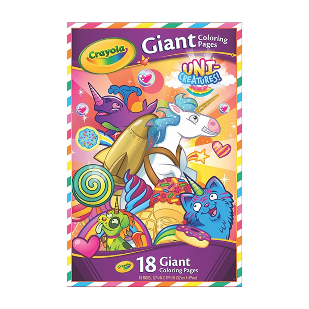 4PK Crayola Giant 18pg Colouring Pages Foldalope Uni Creatures 3y+