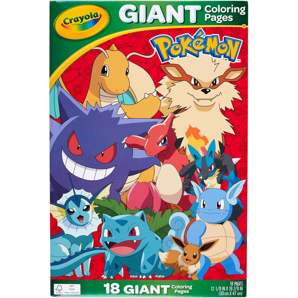 2PK Crayola Pokemon Giant Colouring Pages 30x47cm Kids 3y+