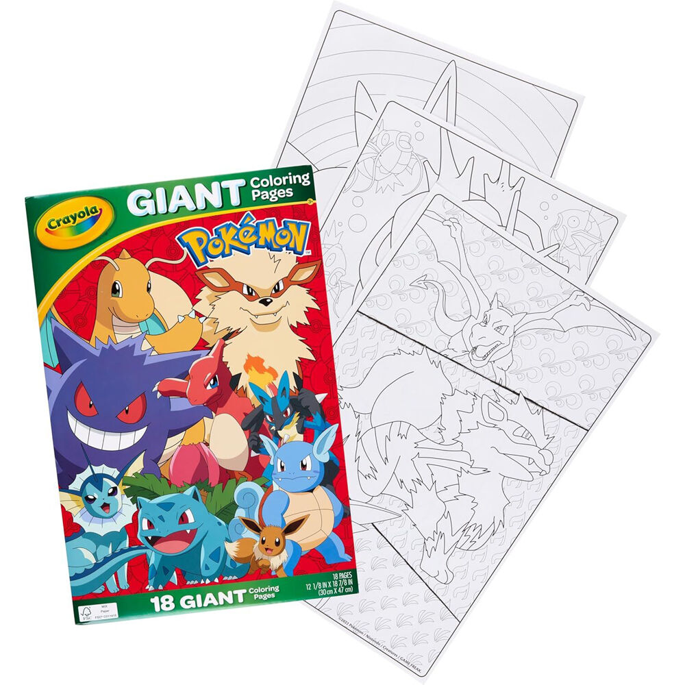 2PK Crayola Pokemon Giant Colouring Pages 30x47cm Kids 3y+
