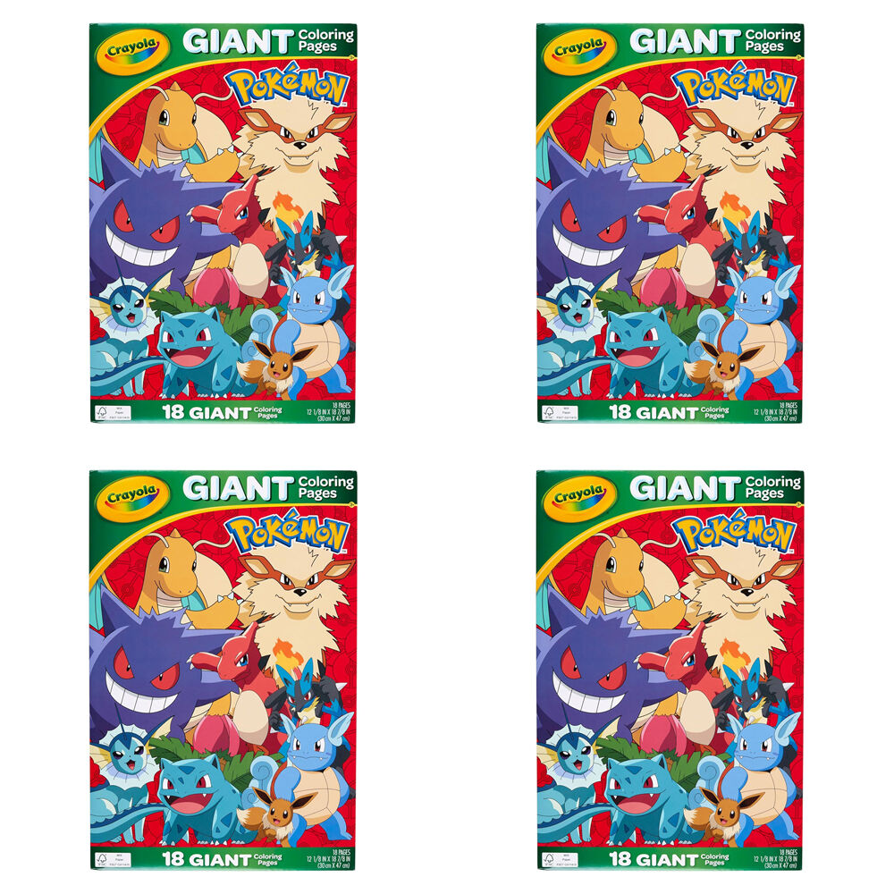 4PK Crayola Pokemon Giant Colouring Pages 30x47cm Kids 3y+