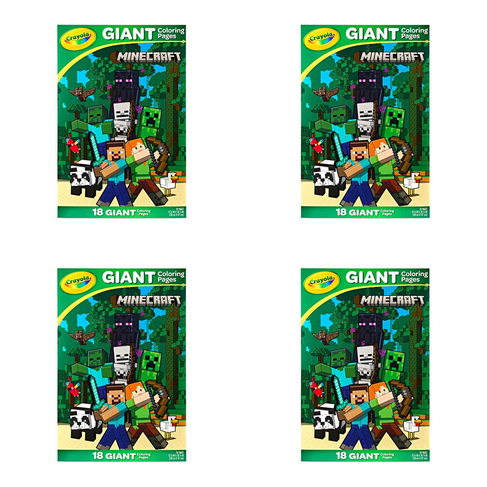 4PK Crayola Minecraft Giant Colouring Pages 30x47cm Kids 3y+