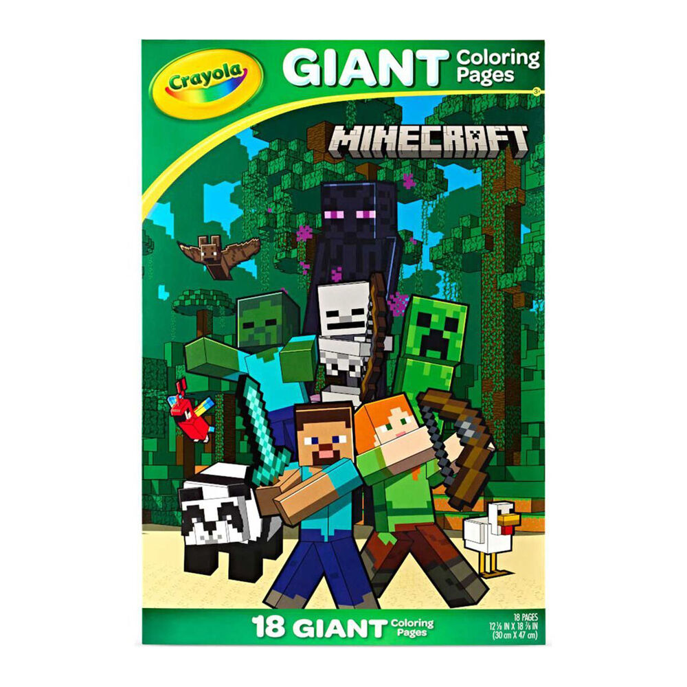 4PK Crayola Minecraft Giant Colouring Pages 30x47cm Kids 3y+