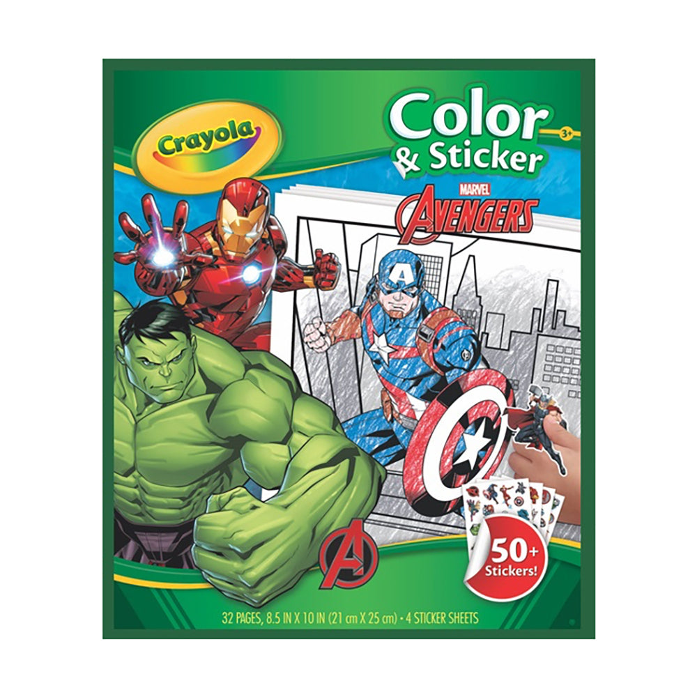 6PK Crayola 32pg Colour & Sticker Disney Marvel Avengers Kids Drawing Book 3y+
