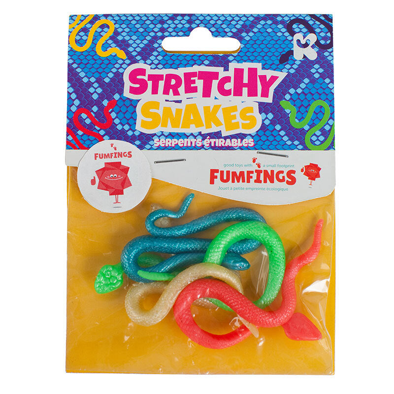 3PK Fumfings Animal Mini Stretchy Snakes 15cm