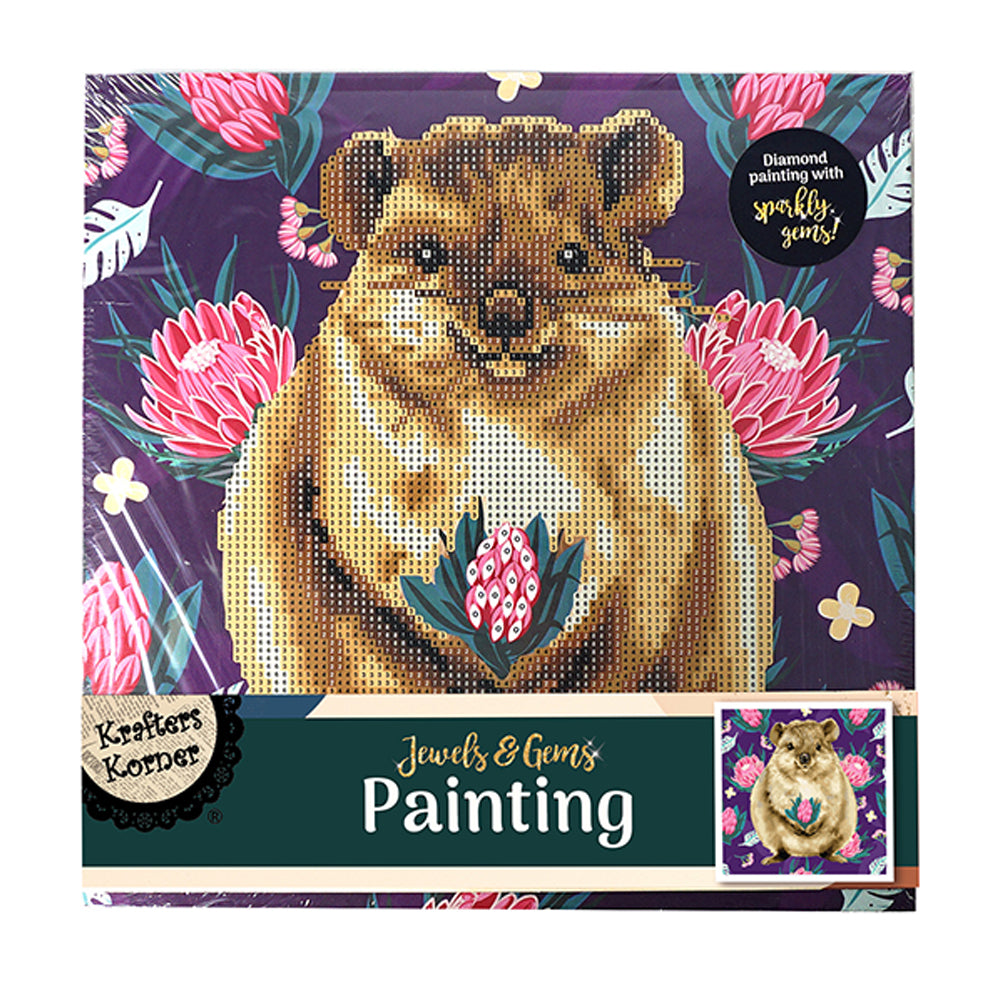 3PK Krafters Korner Jewels & Gem Painting Canvas Quokka Creative Kids Craft 6+
