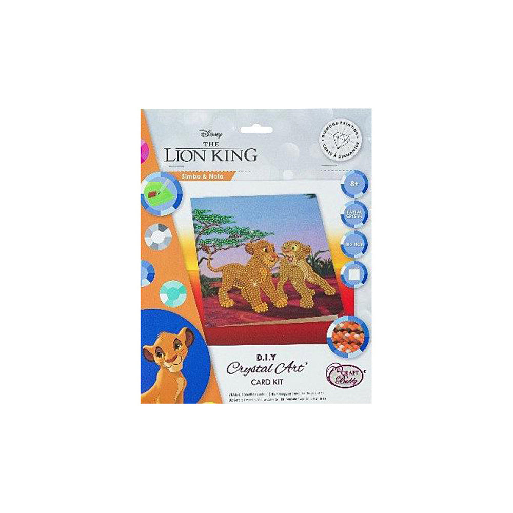 2x Craft Buddy Simba & Nala Crystal Art Card 18x18cm Kids/Family 8y+