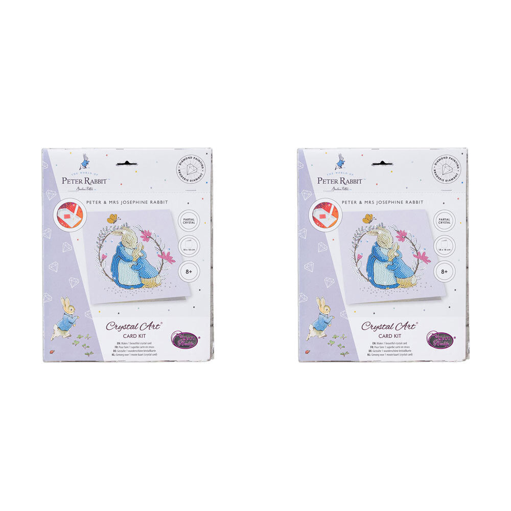 2x Craft Buddy Peter Rabbit & Mum Crystal Art Card 18x18cm Kids/Family 8y+