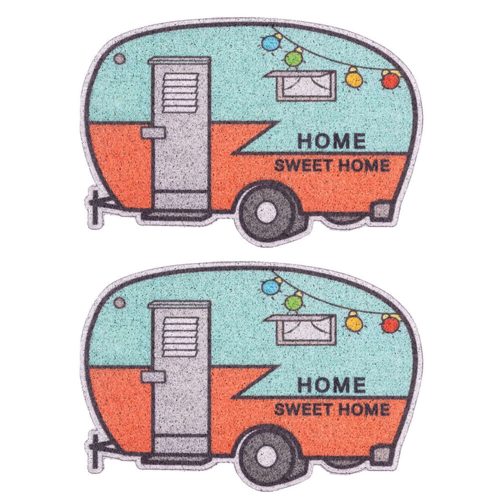 2PK Splosh Caravan Coir PVC Doormat 60x40cm Floor Rug Outdoor Entry Mat