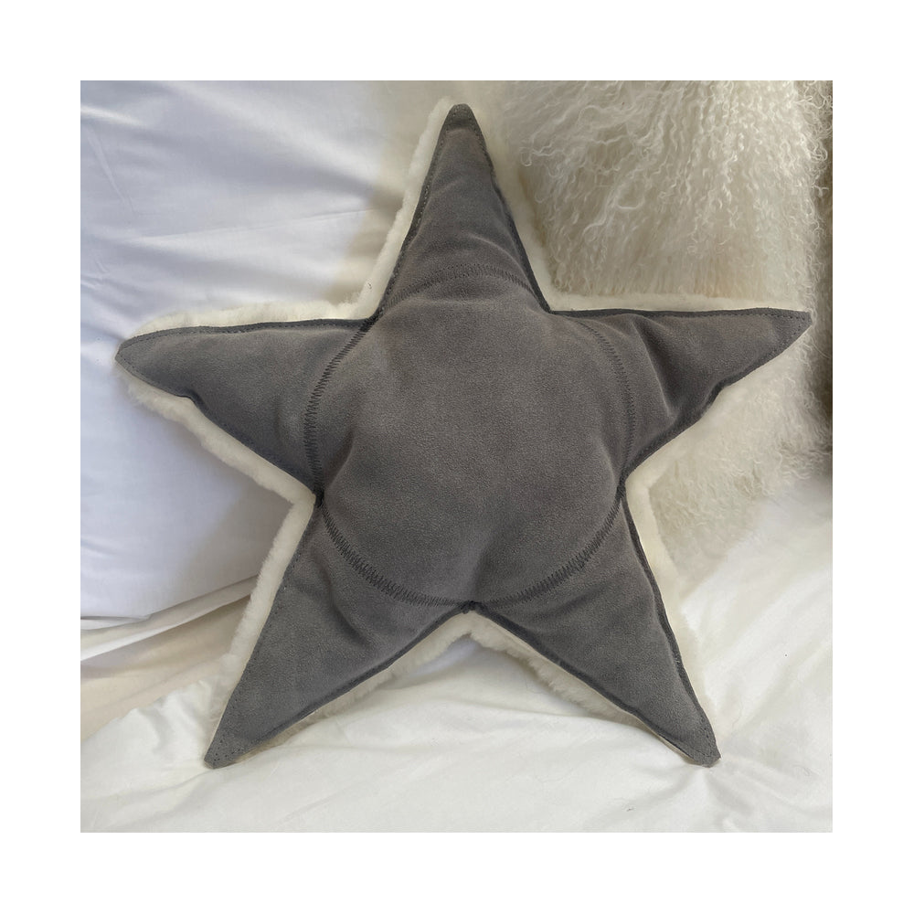 Huxford Grove Sheepskin Star Cushion Decorative Pillow 45cm - Black
