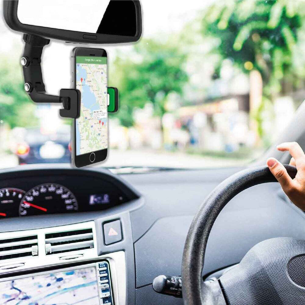 2PK Laser Car/Truck Phone Holder Rear Vision Mirror Mount - Black