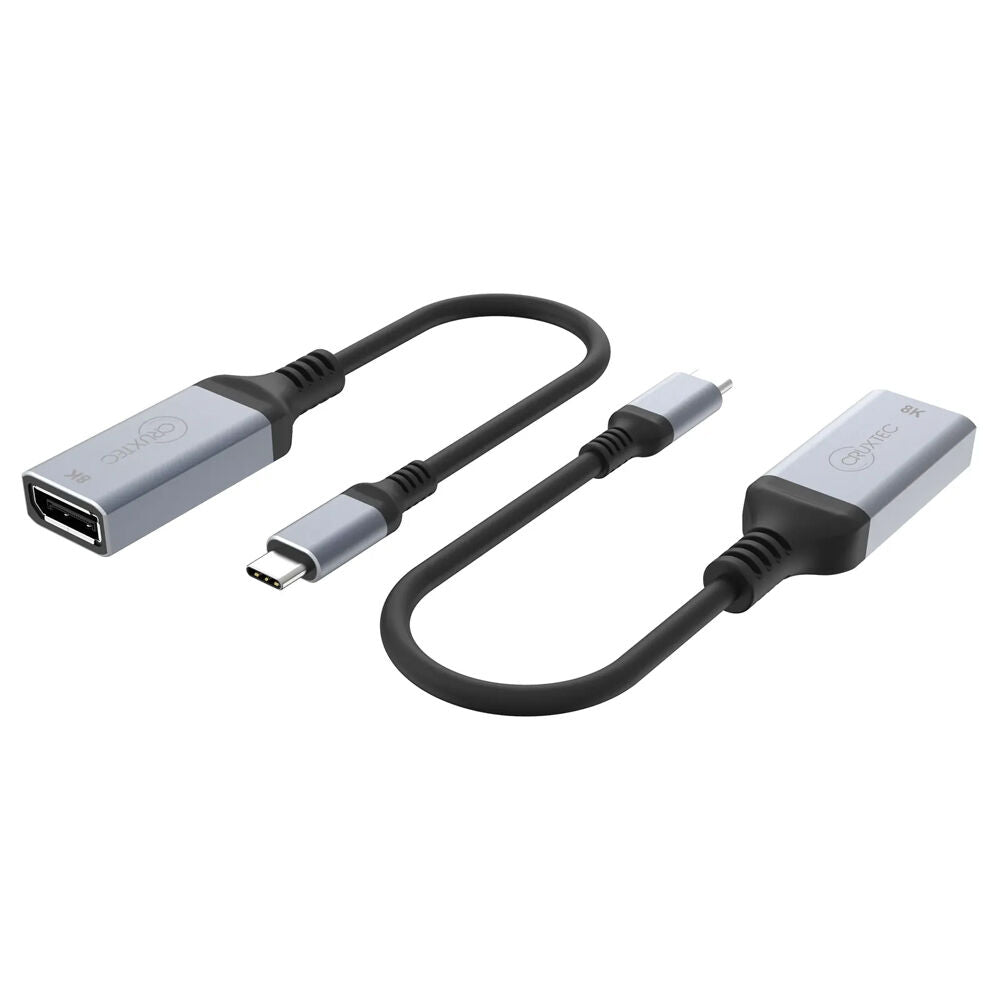 Cruxtec CTD8K-SG USB-C Male to DP Female 8K Cable Adapter 8K/DSC/HDR 15cm Space Grey