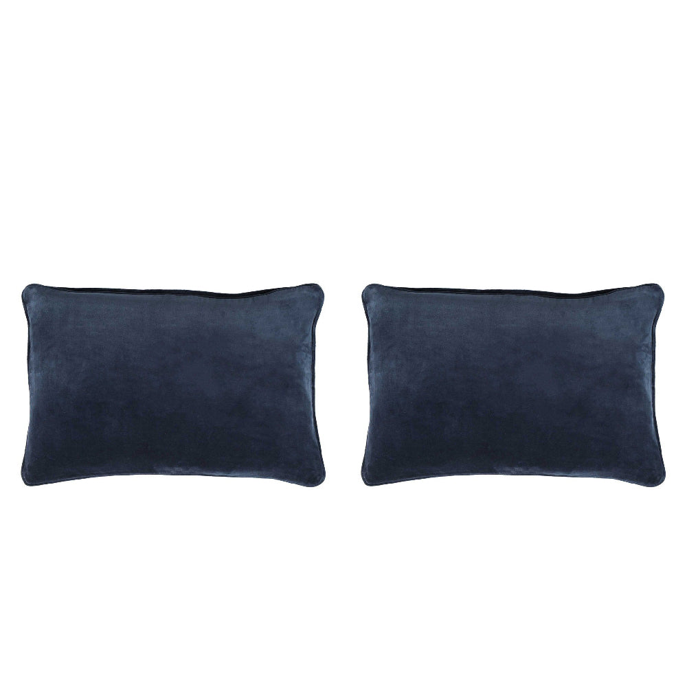 2PK Belle Chelsea Velvet Cotton Cushion Cover 40x60cm Rectangle - Navy