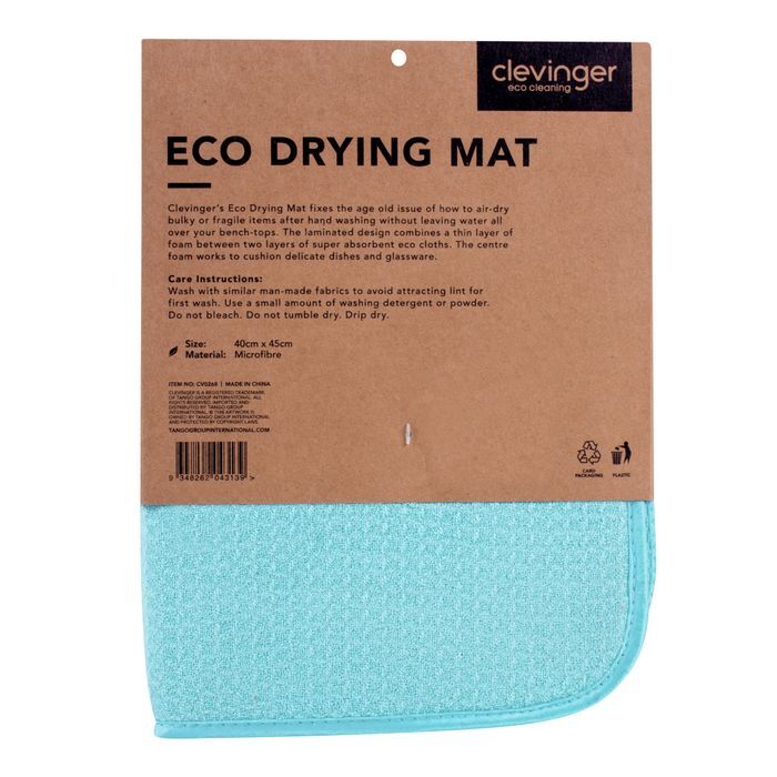2PK Clevinger Microfibre Eco Dish Drying Mat 40x45cm Assorted