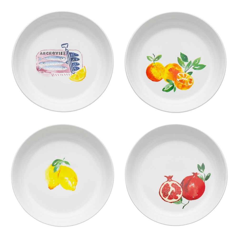 4pc Porto Porcelain Positano Round Dinner Bowls 21.5cm Assorted Designs