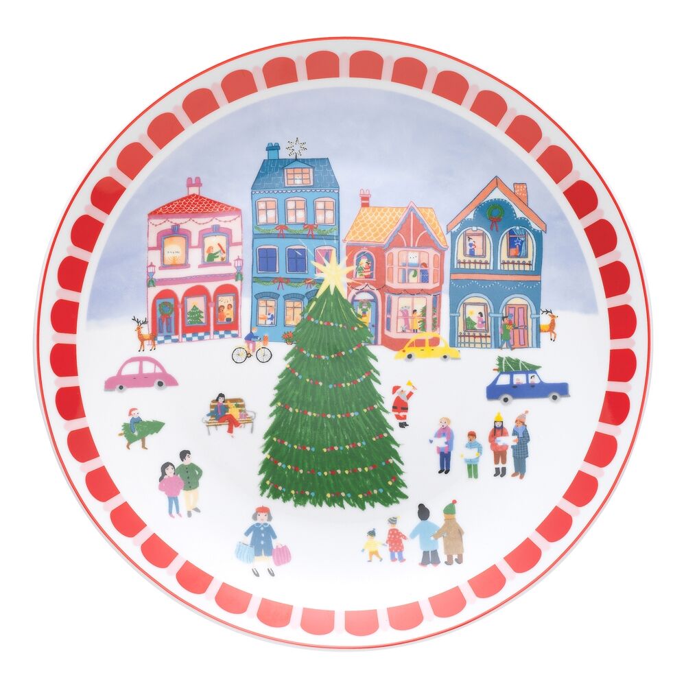 2PK Porto Porcelain Night Before Round Serving Plate 30cm Multi