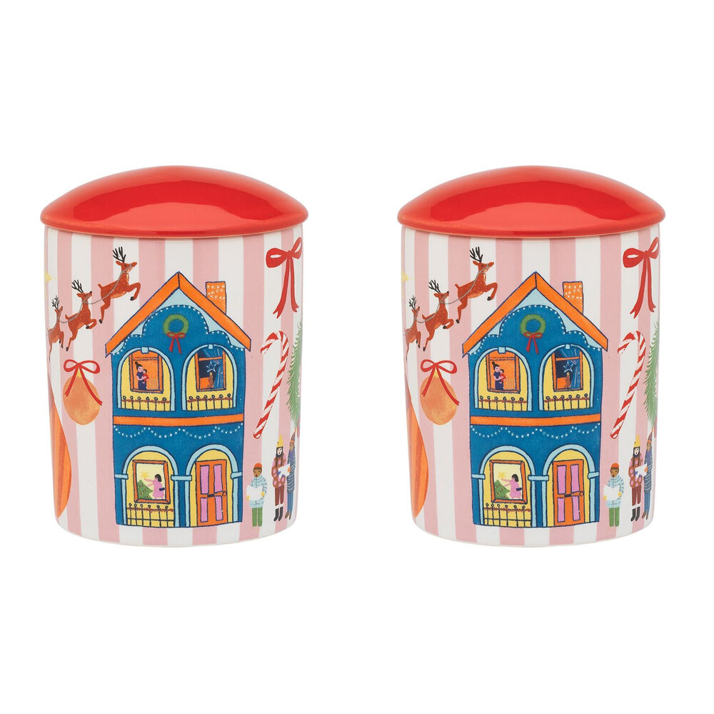 2PK Porto Night Before Ceramic Soy Wax Candle w/ Lid 70-80hrs 490g Mult