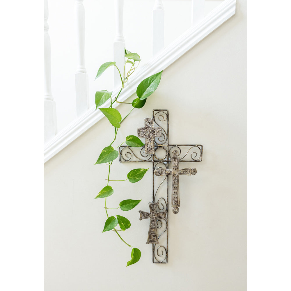 Darlin Capiz Shell/Metal Wire 34x65cm Cross Wall Art Hanging Decor