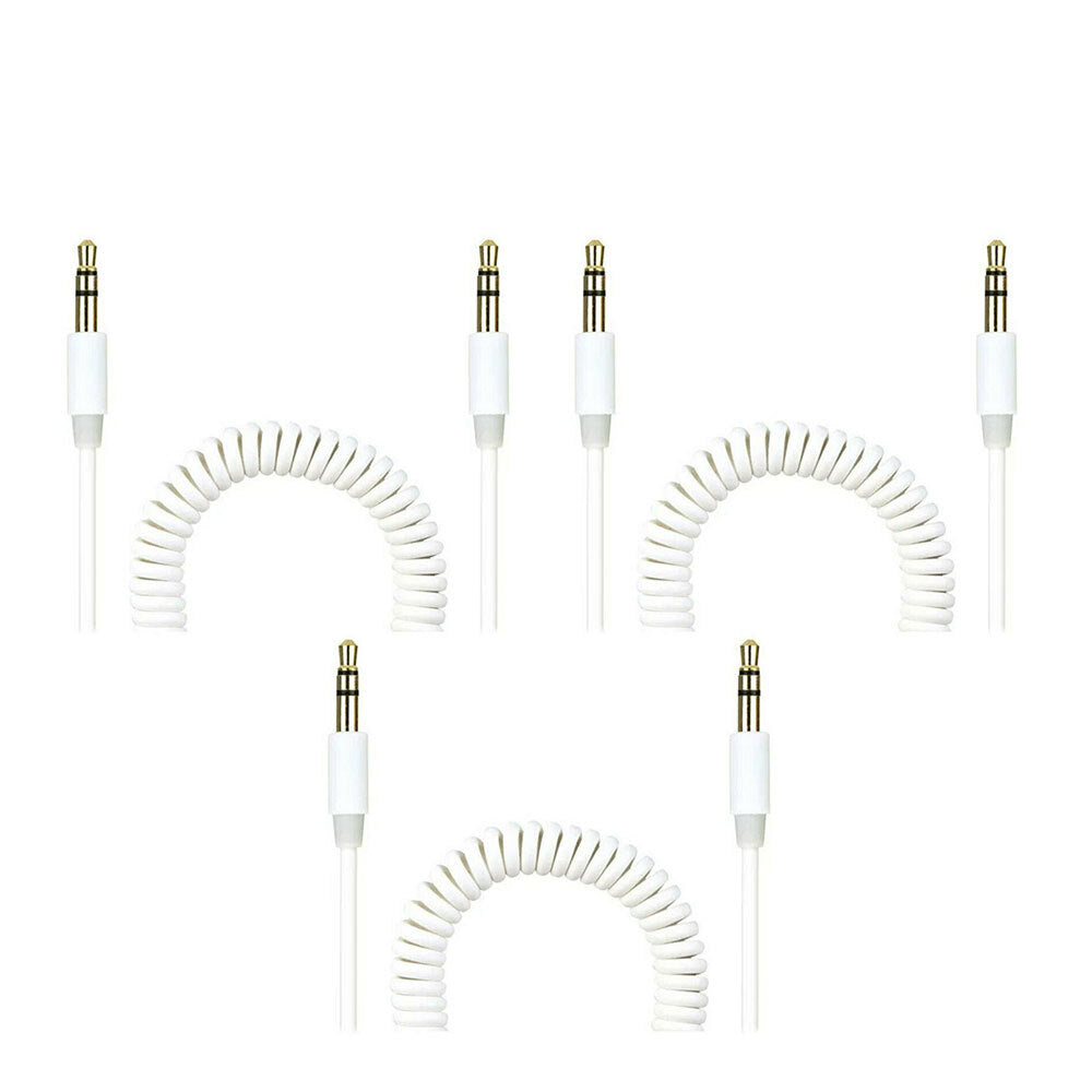 3PK Crest 1.5M Coiled 3.5mm AUX Cable - White