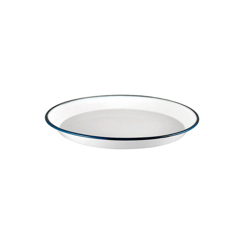 6pc Urban Style Classic Enamel Beverage Set - White/Blue Rim