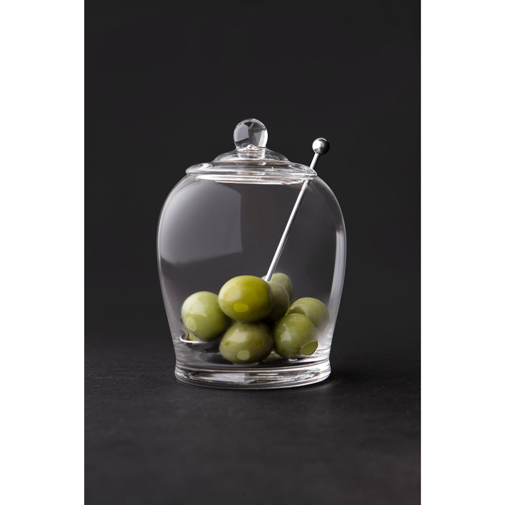 Davis & Waddell Olive Jar w/ Stainless Steel Spoon 10x15cm - Clear