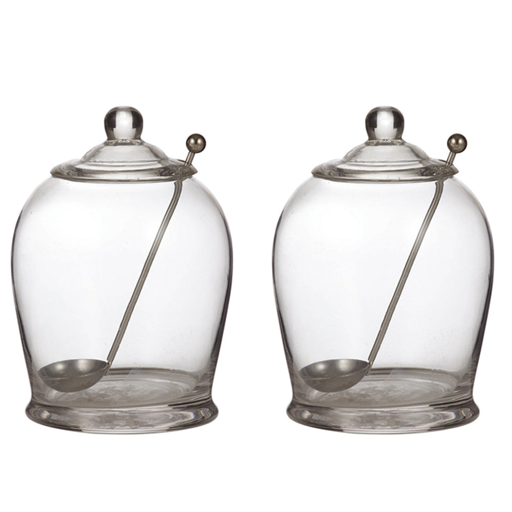 2PK Davis & Waddell Olive Jar w/ Stainless Steel Spoon 10x15cm - Clear