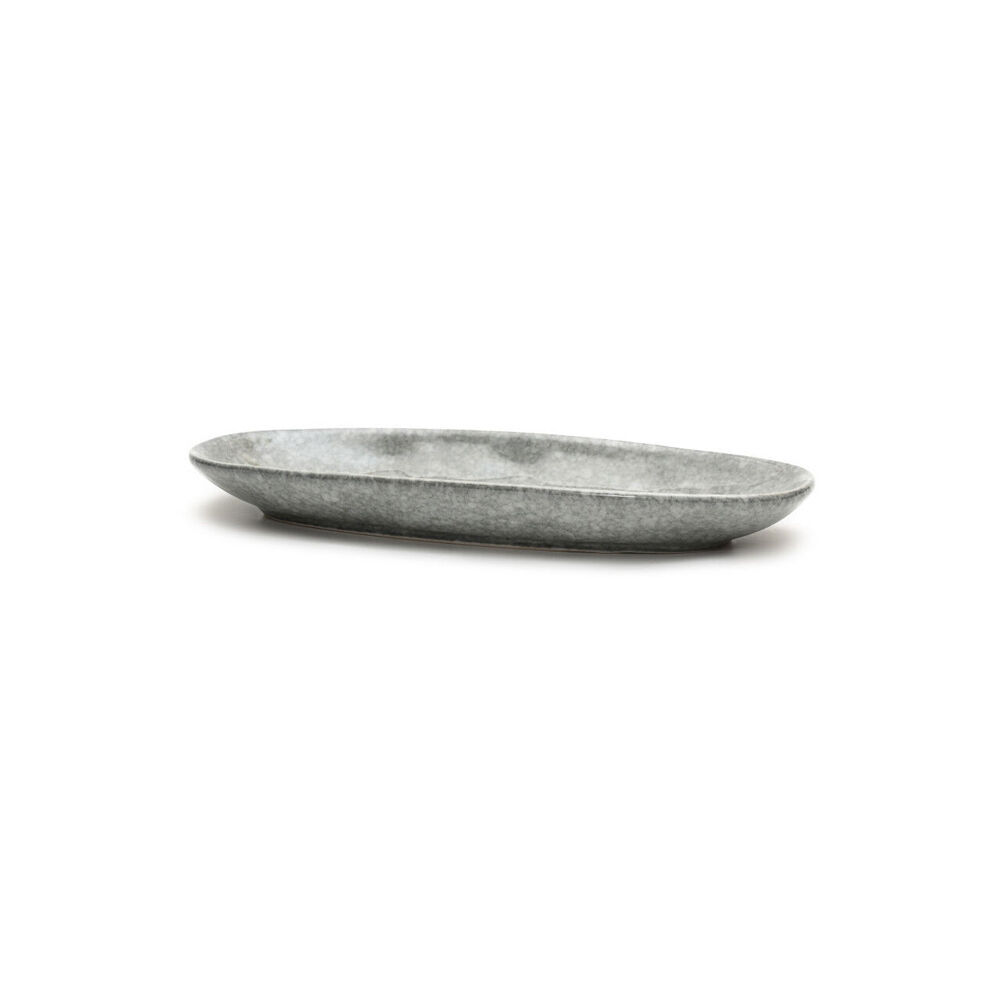 2PK St. Clare Oval Plate Glazed Ceramic 28x13cm Reactive Grey