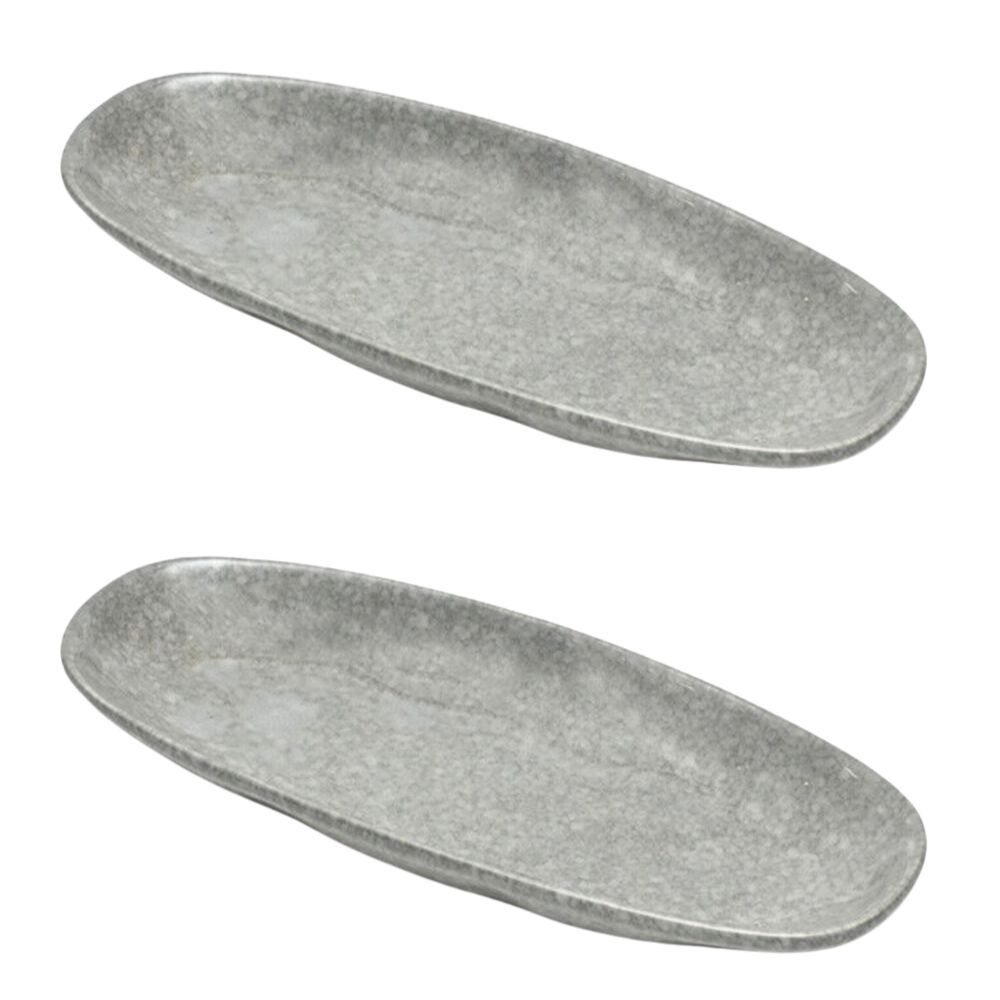 2PK St. Clare Oval Plate Glazed Ceramic 28x13cm Reactive Grey