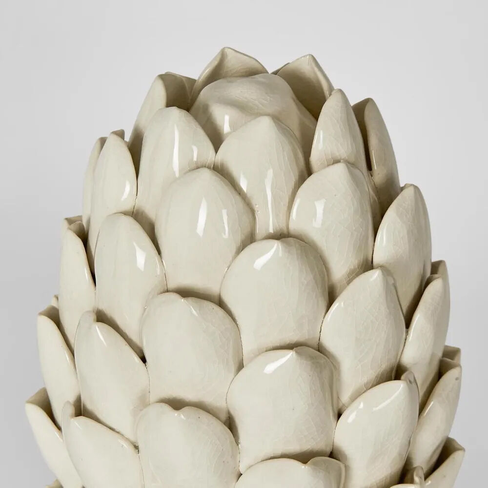Belle Ceramic Artichoke Sculpture Tall 15x32cm - White