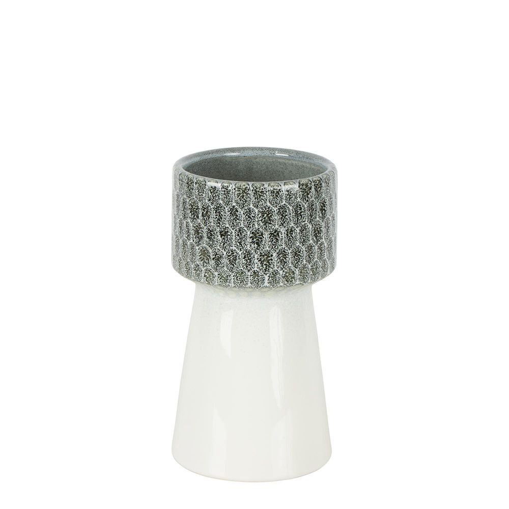 2PK Belle Marley Ceramic Flower Vase Decor Small 21cm - Grey