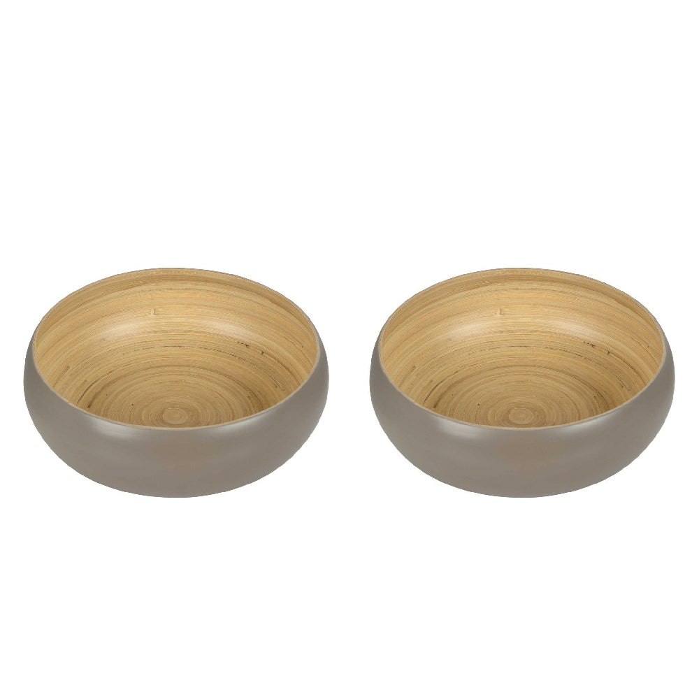 2PK Belle Blana Bamboo Large Bowl Kitchen Serveware 30cm Grey
