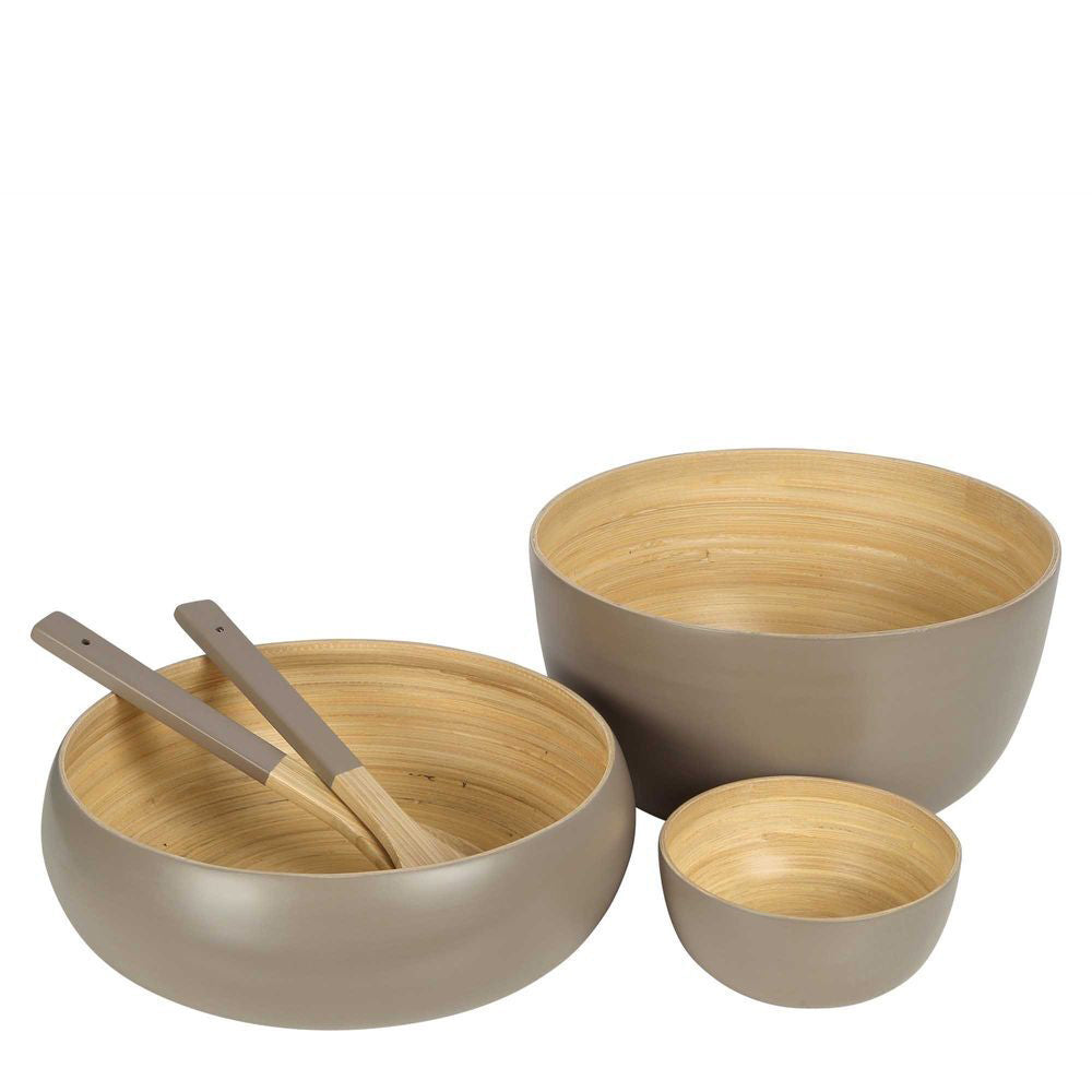 2PK Belle Blana Bamboo Large Bowl Kitchen Serveware 30cm Grey