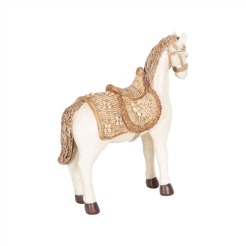 2PK Belle Dakota Standing Horse Polyresin Figurine Home Decor 29.5cm - White